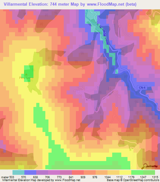 Villarmental,Spain Elevation Map