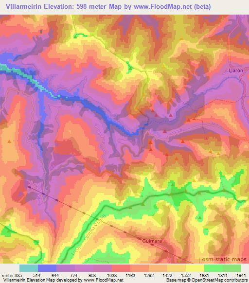 Villarmeirin,Spain Elevation Map