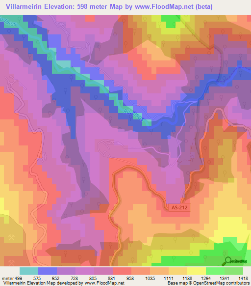 Villarmeirin,Spain Elevation Map