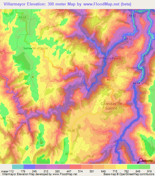 Villarmayor,Spain Elevation Map