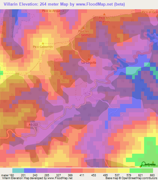 Villarin,Spain Elevation Map