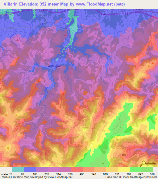 Villarin,Spain Elevation Map