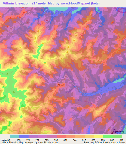 Villarin,Spain Elevation Map