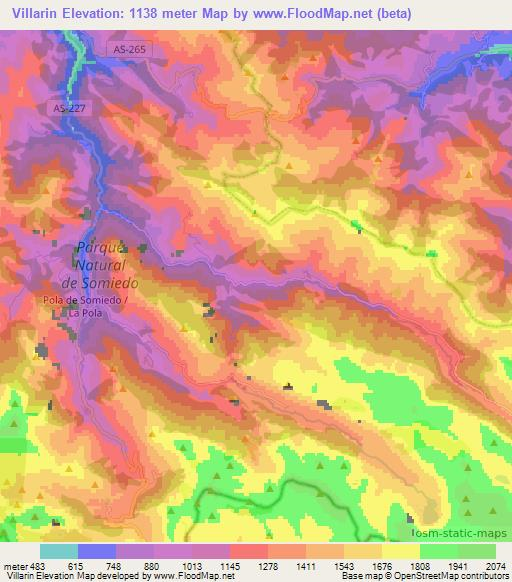 Villarin,Spain Elevation Map