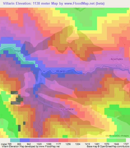 Villarin,Spain Elevation Map