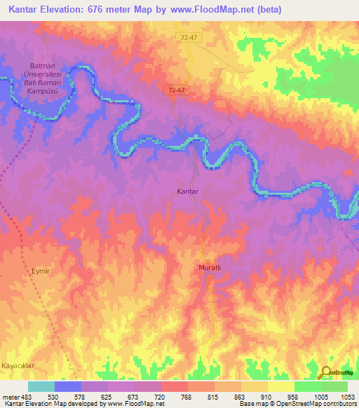 Kantar,Turkey Elevation Map