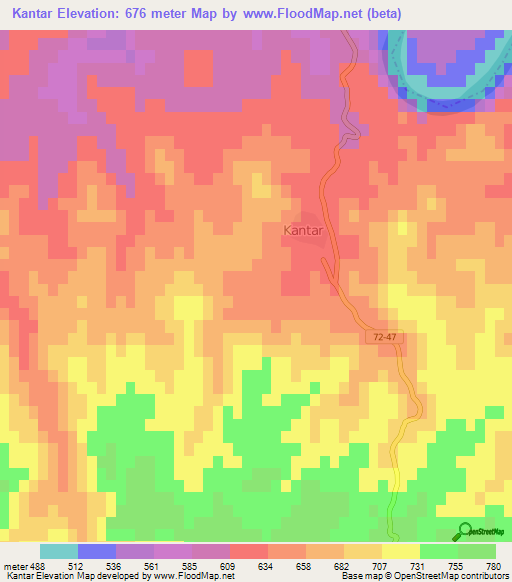 Kantar,Turkey Elevation Map