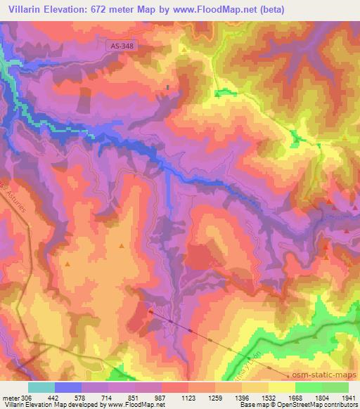 Villarin,Spain Elevation Map