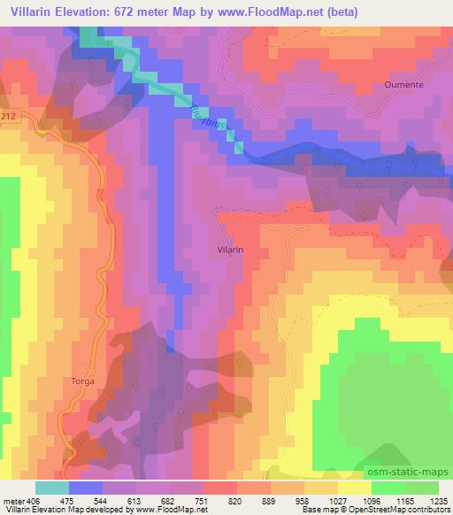 Villarin,Spain Elevation Map