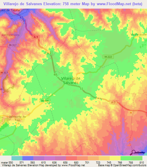 Villarejo de Salvanes,Spain Elevation Map