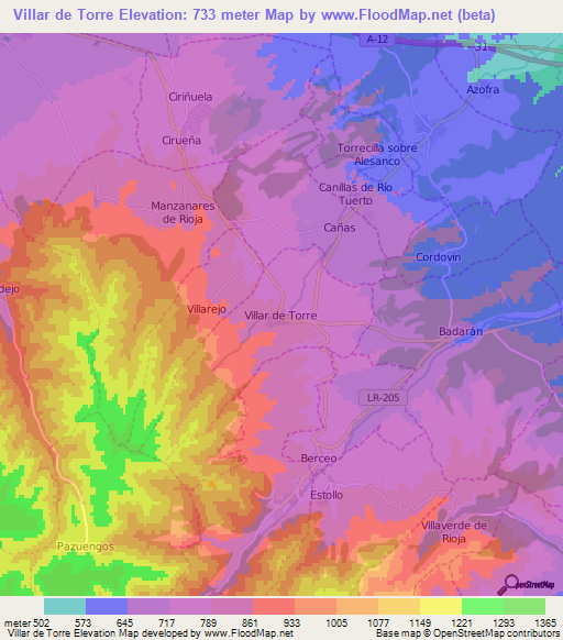 Villar de Torre,Spain Elevation Map