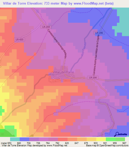 Villar de Torre,Spain Elevation Map