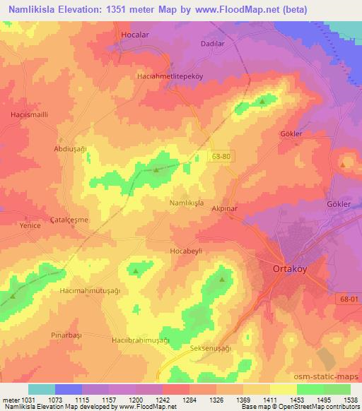 Namlikisla,Turkey Elevation Map