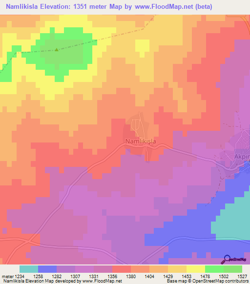 Namlikisla,Turkey Elevation Map