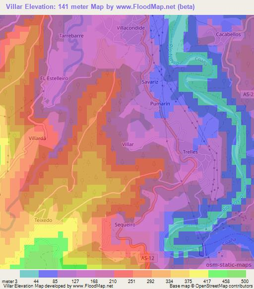 Villar,Spain Elevation Map