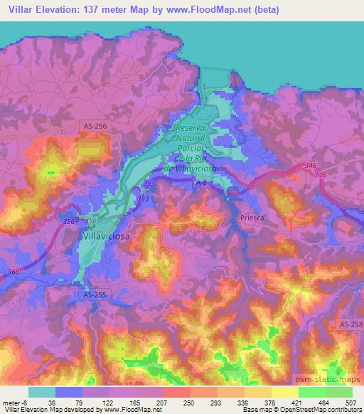 Villar,Spain Elevation Map