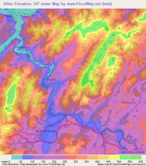 Villar,Spain Elevation Map