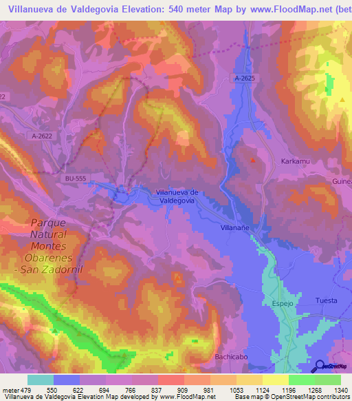 Villanueva de Valdegovia,Spain Elevation Map