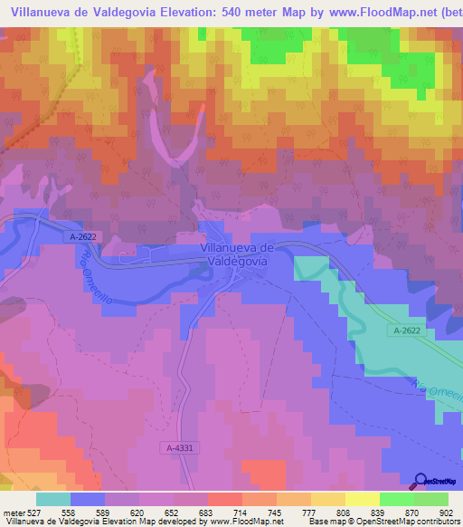 Villanueva de Valdegovia,Spain Elevation Map