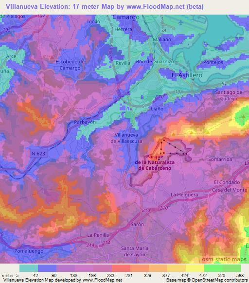 Villanueva,Spain Elevation Map