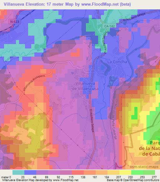 Villanueva,Spain Elevation Map