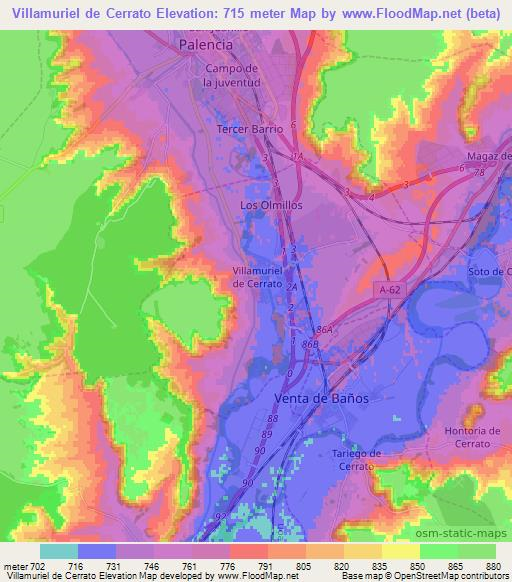 Villamuriel de Cerrato,Spain Elevation Map