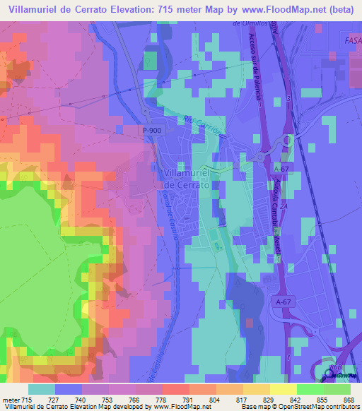 Villamuriel de Cerrato,Spain Elevation Map