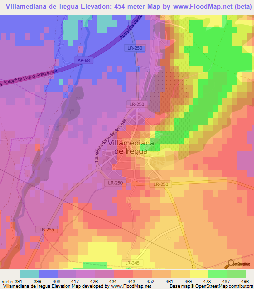 Villamediana de Iregua,Spain Elevation Map