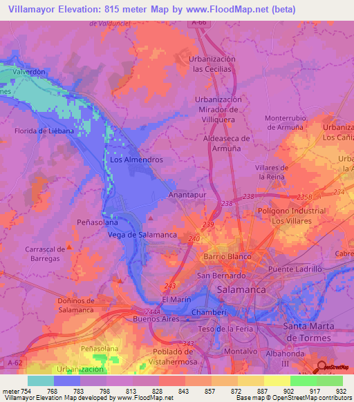 Villamayor,Spain Elevation Map