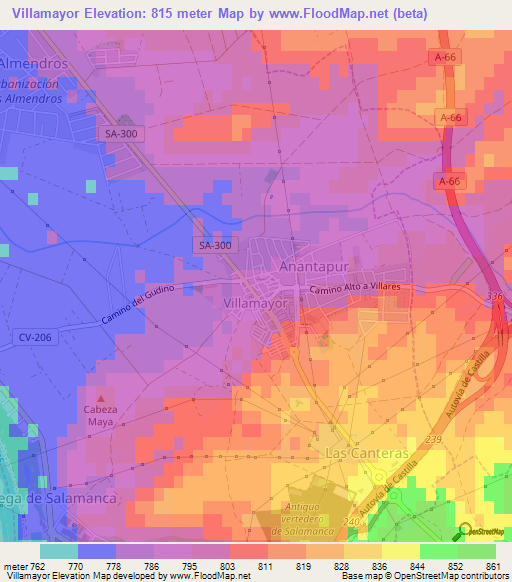 Villamayor,Spain Elevation Map