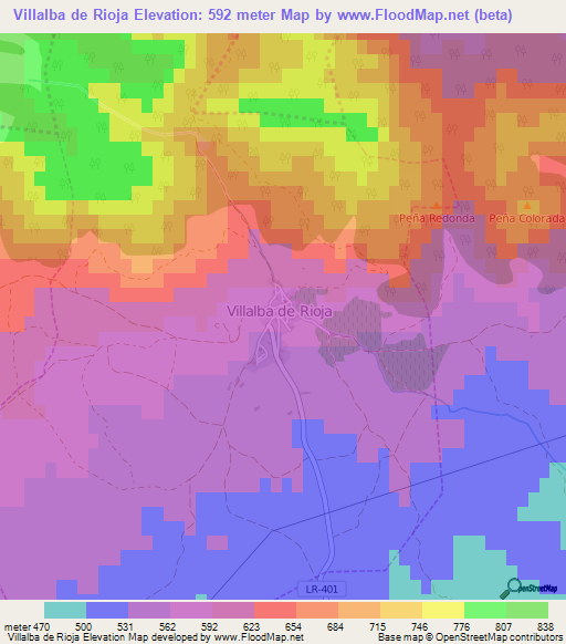 Villalba de Rioja,Spain Elevation Map