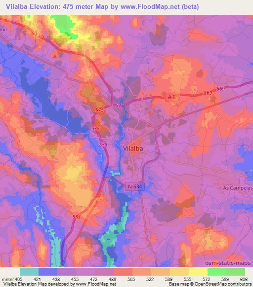 Vilalba,Spain Elevation Map