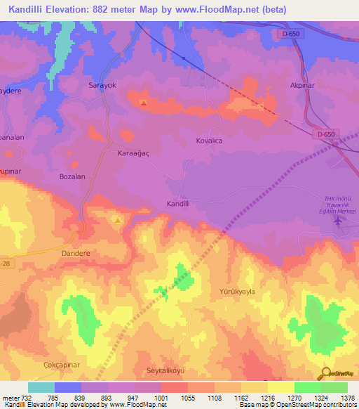 Kandilli,Turkey Elevation Map