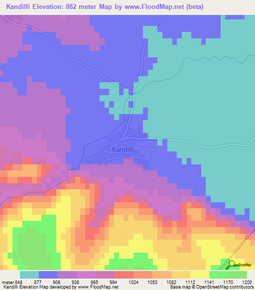 Kandilli,Turkey Elevation Map