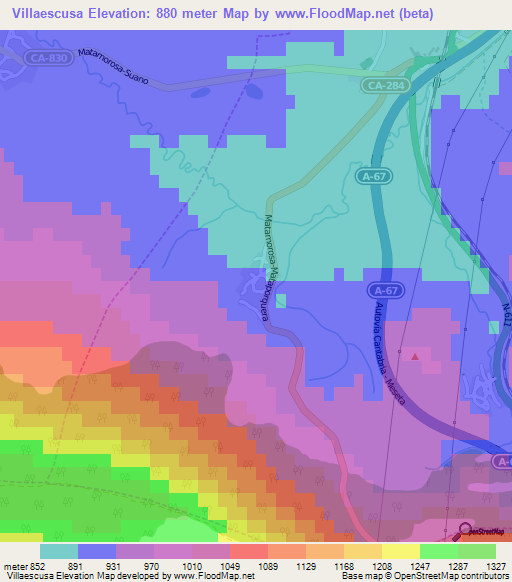 Villaescusa,Spain Elevation Map