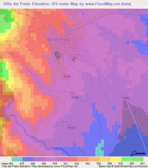 Villa del Prado,Spain Elevation Map