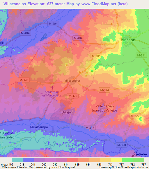 Villaconejos,Spain Elevation Map