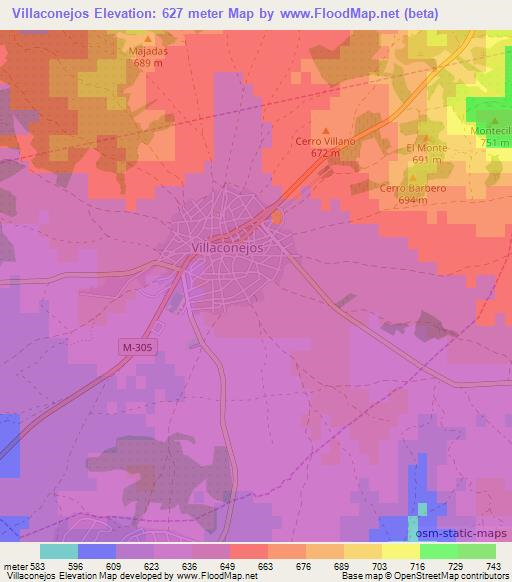 Villaconejos,Spain Elevation Map