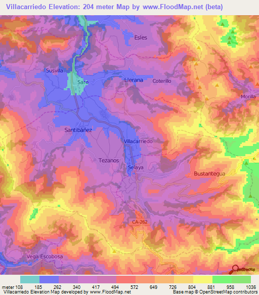 Villacarriedo,Spain Elevation Map