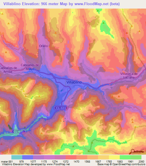 Villablino,Spain Elevation Map