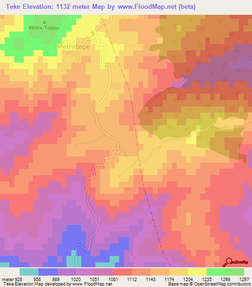 Teke,Turkey Elevation Map