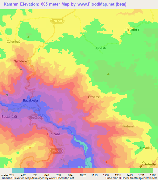 Kamran,Turkey Elevation Map