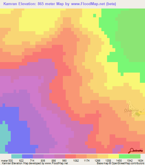 Kamran,Turkey Elevation Map