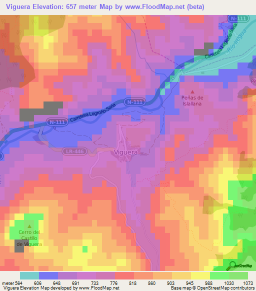 Viguera,Spain Elevation Map