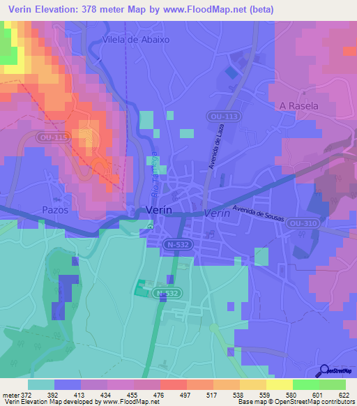 Verin,Spain Elevation Map