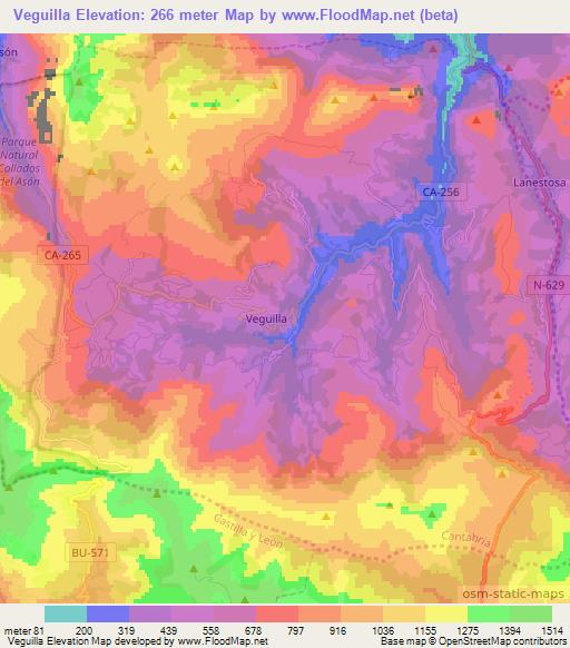 Veguilla,Spain Elevation Map