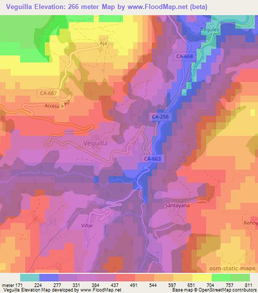 Veguilla,Spain Elevation Map