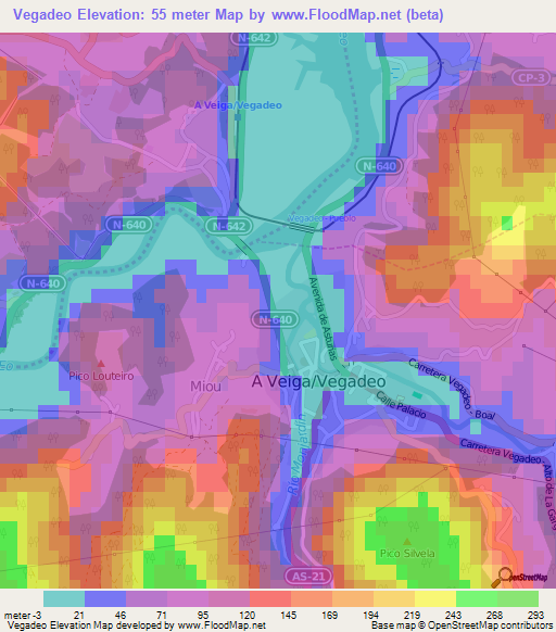 Vegadeo,Spain Elevation Map