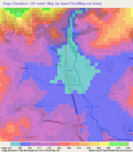 Vega,Spain Elevation Map