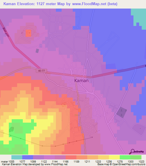 Kaman,Turkey Elevation Map